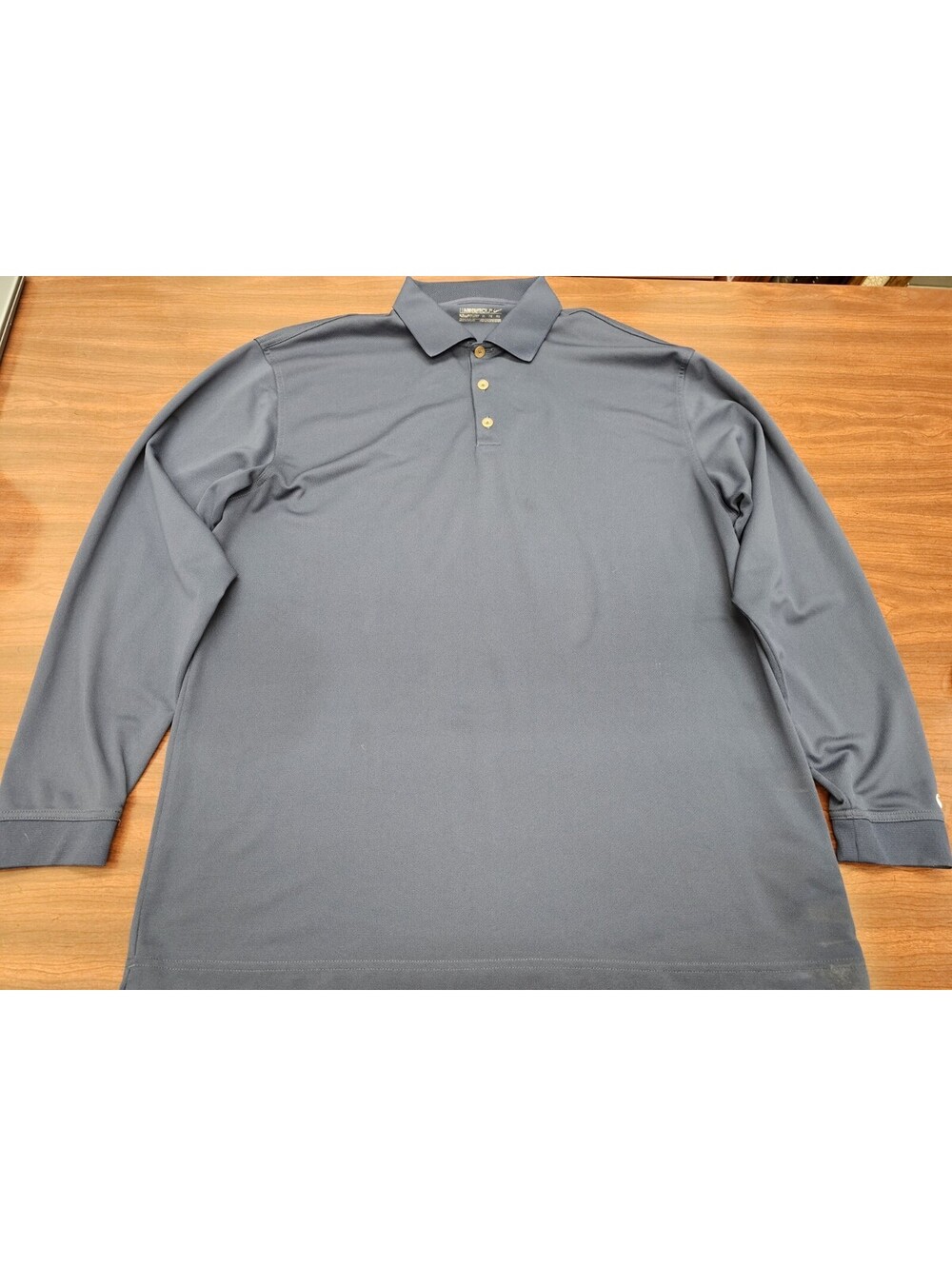 Nike Golf Men's XL Long Sleeve Dri-FIT Polo Shirt Navy Blue Athletic Activewear